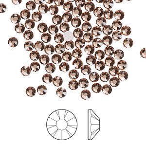 Flat back 1pkg144, dusty rose foil back Preciosa MAXIMA Czech crystal hotfix rhinestone, 3-3.2mm chaton rose round SS12