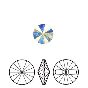 Button 72pk crystal AB foil back, Swarovski&reg; 10mm rivoli 3015
