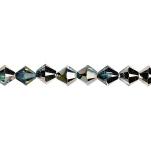 Bead 24pk aquamarine golden Sahara, Crystal Passions&reg; 6mm bicone 5328