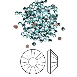 Flat back 1440pk light turquoise foil back, Swarovski&reg; hotfix 1.9-2.1mm rose round SS6 2038HF