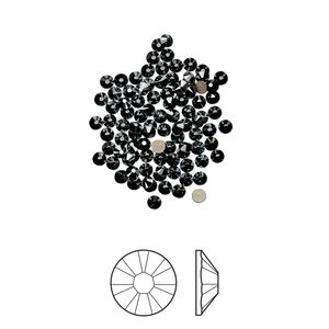 Flat back 144pk jet hematite foil back, Crystal Passions&reg; 1.7-1.9mm rose round SS5 2058
