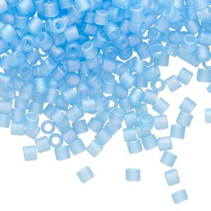 Seed bead, Delica&reg;, glass, pkg/250g, #8 round, translucent matte rainbow aqua (DBL-0861).