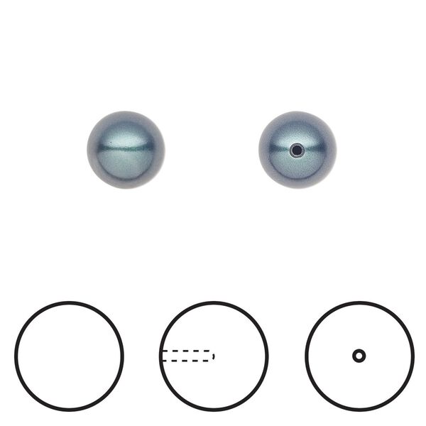 Pearl 1pkg4 iridescent Tahitian look, Crystal Passions&reg; 8mm half-drilled round 5818 image number 0