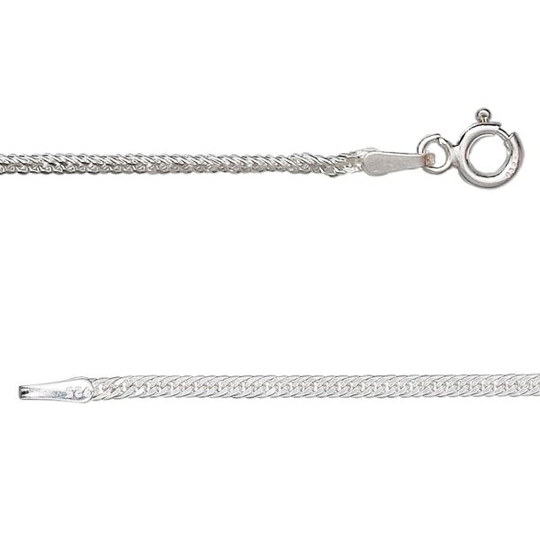 Chain 1pkg1 sterling silver curb, 2mm double / mixed clasp, 20 inch image number 0