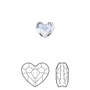 Bead 4pk crystal AB, Crystal Passions&reg; 8mm love 5741