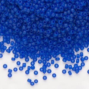 Seed bead, Dyna-Mites&trade;, glass, pkg/1/2kg, #11 round, translucent frosted cobalt, (14MA 11/0 RR).