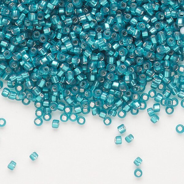Seed bead, Dyna-Mites&trade;, glass, pkg/40g, #11 round, translucent silver-lined matte teal blue, (81MA:SR 11/0 SR). image number 0