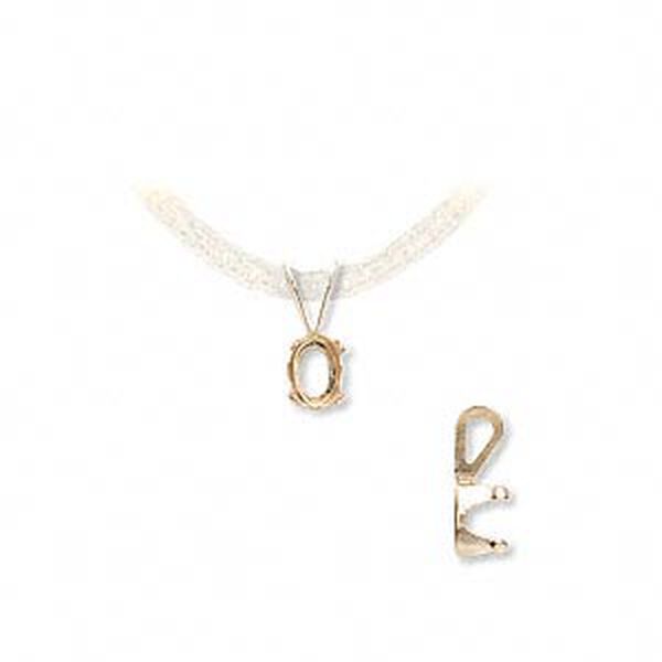 Pendant, Snap-Tite&reg;, 14Kt gold, 6x4mm 4-prong oval setting. Sold individually. image number 0