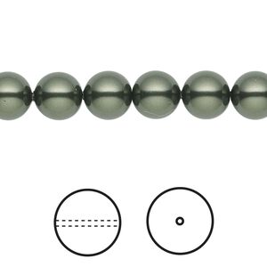 Pearl 250pk dark green, Swarovski&reg; 8mm round 5810