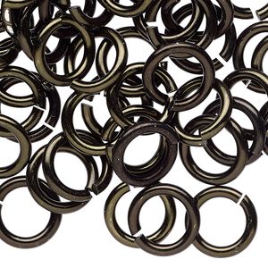 Jump ring 1pkg100 aluminum, 12mm round, 12 gauge / 7.9mm inside diameter / black
