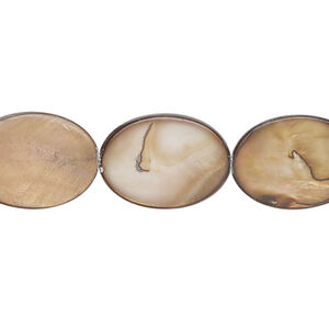 Mother-of-pearl shell 1pkg1, flat oval bead 15 inch copper and brown 17x12mm-18x14mm