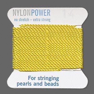 Thread, Griffin, nylon, yellow, size #14. Sold per 2-meter card (approximately 78 inches).