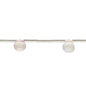 Rose quartz 1pkg7, hand-cut top-drilled faceted puffed teardrop bead natural 5-7mm