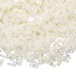 Seed bead, TILA&reg;, glass, pkg/5g, 5x1.2mm quarter tila rectangle, translucent opal, (QTL-512).