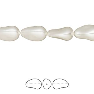 Pearl 250pk white, Swarovski&reg; 12x8mm baroque drop 5843