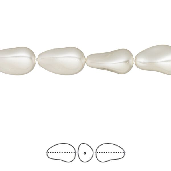 Pearl 250pk white, Swarovski&reg; 12x8mm baroque drop 5843 image number 0