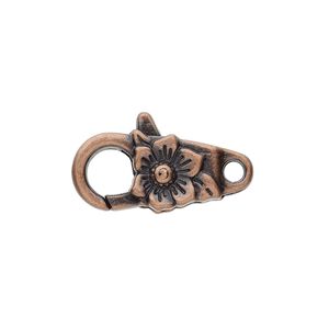 Clasp lobster claw 1pkg6 copper-plated "pewter" (zinc alloy), 24x10.5mm double-sided, antique 1-strand