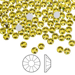 Flat back 1440pk citrine foil back, Preciosa Viva 12&reg; Czech crystal rhinestone 3.8-4mm chaton rose round SS16