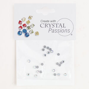 Flat back 1pkg24 crystal clear AB foil back, Crystal Passions&reg; rhinestone 2.8-2.9mm hotfix flower SS10