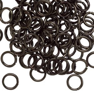 Jump ring 1pkg100 aluminum, 8mm round, 16 gauge / 5.4mm inside diameter / black