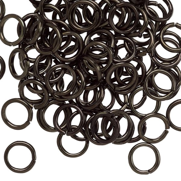 Jump ring 1pkg100 aluminum, 8mm round, 16 gauge / 5.4mm inside diameter / black image number 0