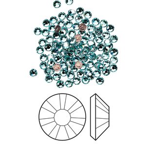 Flat back 144pk light turquoise foil back, Crystal Passions&reg; hotfix rhinestone 2.3-2.5mm rose round SS8 2038HF