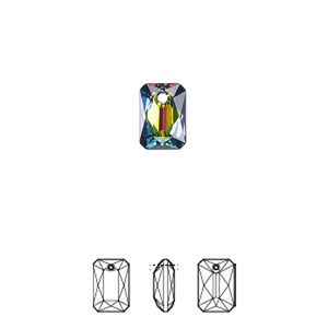 Drop 4pk crystal vitrail medium P, Crystal Passions&reg; 9x6mm pendant emerald cut 6435