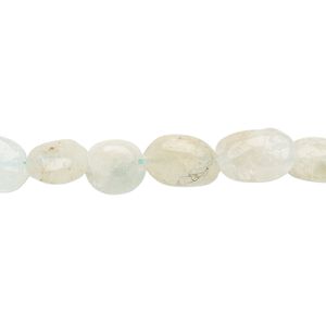 Aquamarine 1pkg1, hand-cut puffed oval bead 14 inch 8x7mm-13x8mm