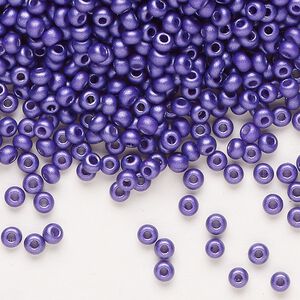Seed bead, Preciosa Ornela Czech glass, pkg/500g, #8 rocaille, opaque PermaLux dyed lilac chalkwhite, (22015).