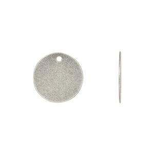 Drop, antique silver-plated brass, 15mm flat round. Sold per pkg of 500.