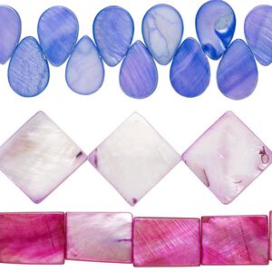 Mother-of-pearl shell 1pkg3, top- and center-drilled mixed shapes bead mix 15 inch multicolored 15x11mm-26x18mm
