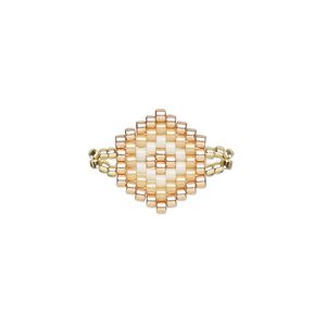 Link, Creative Touch, glass, copper / peach / white, 14x13mm double-sided hexagon. Sold individually.