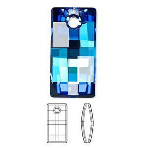 Focal 10pk crystal Bermuda blue P, Swarovski&reg; 30x15mm pendant urban 6696