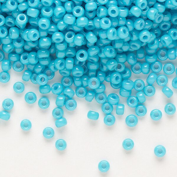 Seed bead, Miyuki, glass, pkg/250g, #8 rocaille, Duracoat&reg; opaque outside dyed underwater blue, (RR-4480). image number 0