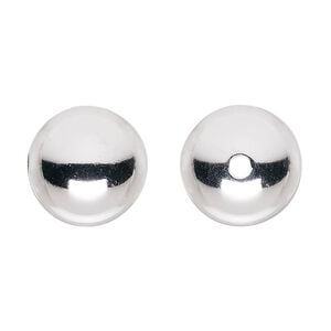 Bead 1pkg2 sterling silver, 16mm seamless round