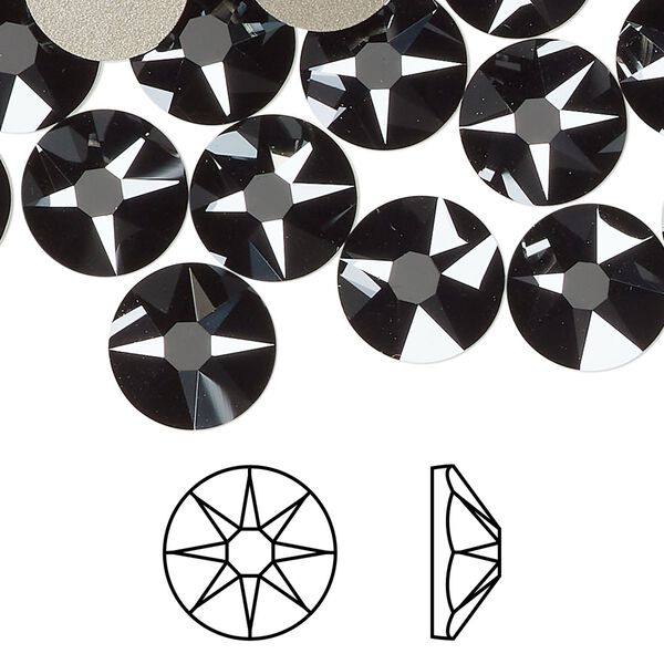 Flat back 96pk jet hematite foil back, Swarovski&reg; 10.912-11.304mm rose round SS48 2088 image number 0