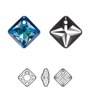 Drop 24pk crystal Bermuda blue P, Swarovski&reg; 16mm pendant princess cut 6431