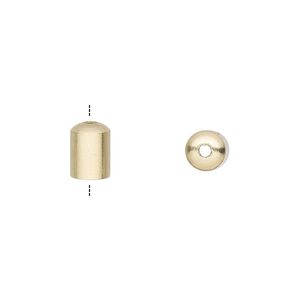 Cord end 1pkg100 gold-plated, 8x6mm / 5mm inside diameter, brass