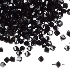 Bead 48pk jet hematite, Preciosa Czech crystal 4mm bicone