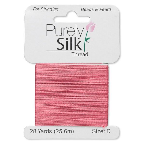 Thread, Purely Silk&trade;, coral, size D. Sold per 28-yard card. image number 0
