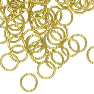 Jump ring 1pkg100 brass, 9mm round, 18 gauge / 7mm inside diameter