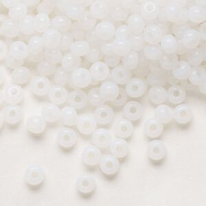 Seed bead, Preciosa Ornela Czech glass, pkg/500g, #6 rocaille, opaque alabaster, (02090).