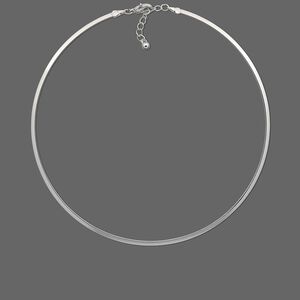 Chain 1pkg1 silver-plated flat, 3mm / lobster claw clasp, brass 16 inch