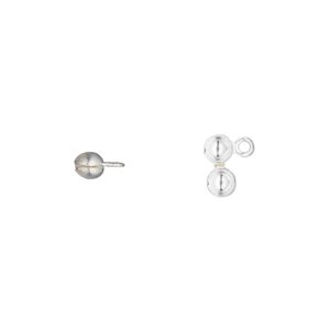 Bead tip side clamp-on 1pkg100 silver-plated, 6.5x4mm / open loop, brass / Hot Tips&reg;