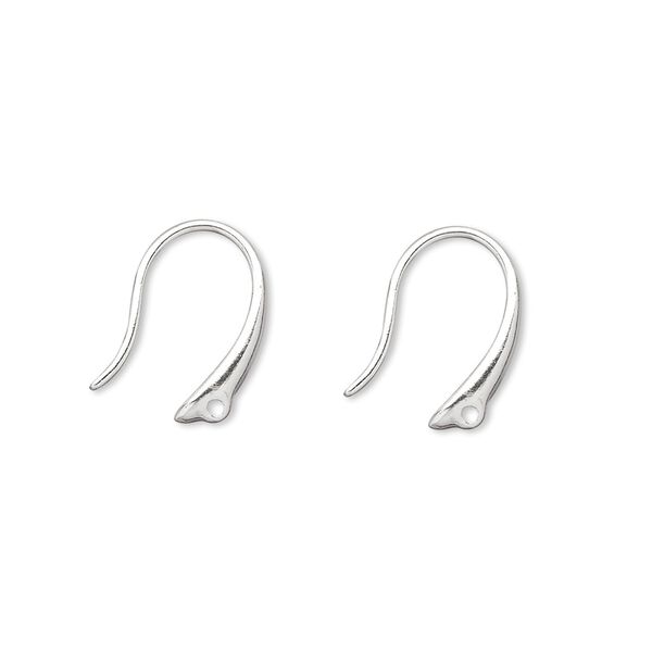 Ear wire fishhook 1pkg10 silver-plated, 14mm fancy / closed loop, 20 gauge brass 5 pair image number 0