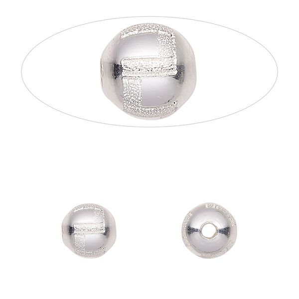 Bead 1pkg1 sterling silver, 8mm round / Greek key / laser-cut image number 0