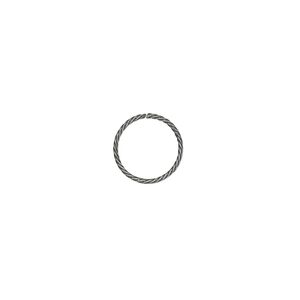 Jump ring 1pkg100 silver-plated, 10mm twisted round, 21 gauge / 8.4mm inside diameter / brass / antique