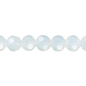Bead 1pk 32 facets translucent clear frosted, Celestial Crystal&reg; 8mm round 15.5-16 inch