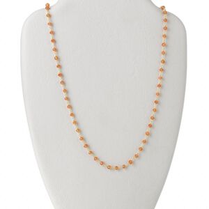Necklace, carnelian (dyed / heated) and gold-finished sterling silver, 3.5-4mm hand-cut faceted rondelle, 18 inches with S-hook clasp. Sold individually.