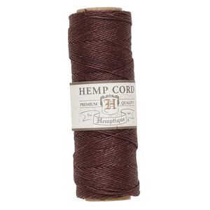 Cord, Hemptique&reg;, polished hemp, dark brown, 0.5mm diameter, 10-pound test. Sold per 205-foot spool.